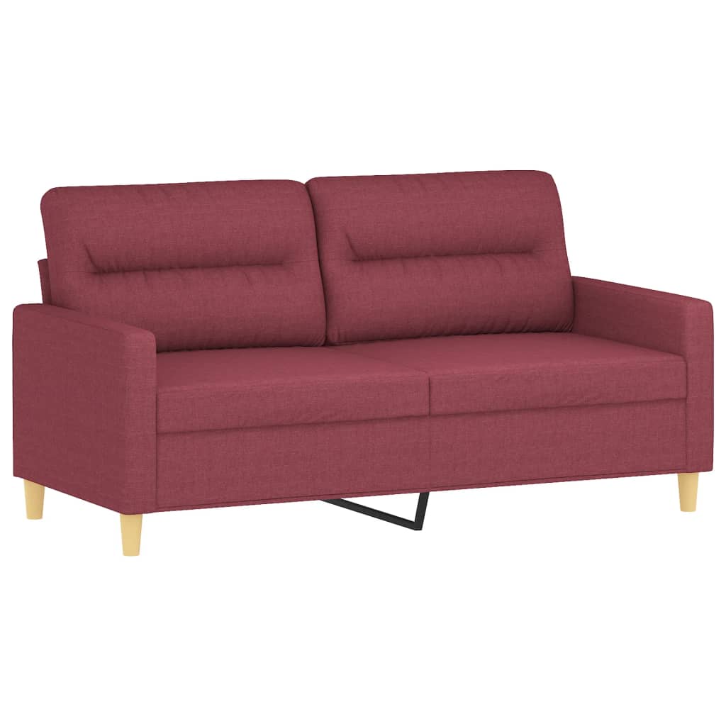 Tweezitsbank met sierkussens 140 cm stof wijnrood