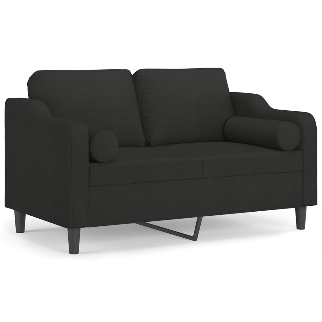 Tweezitsbank met sierkussens 120 cm stof zwart