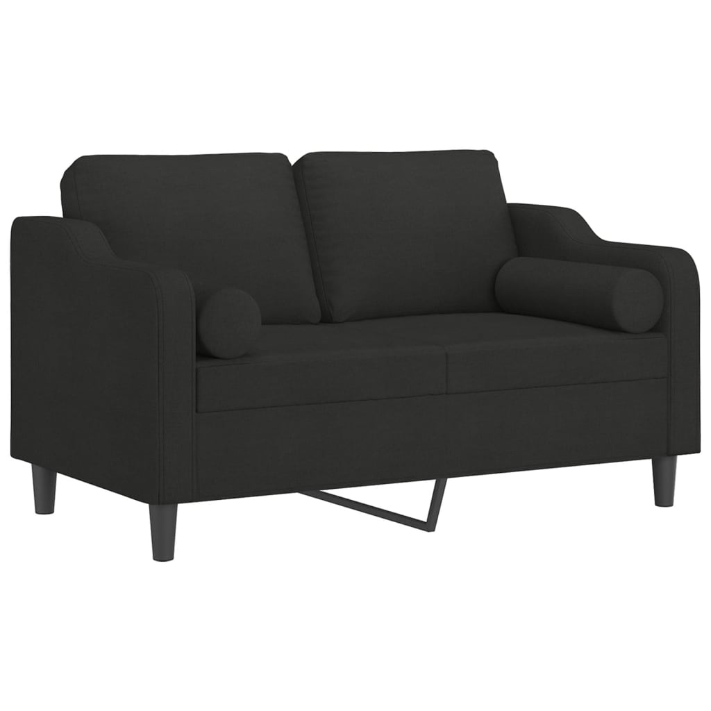 Tweezitsbank met sierkussens 120 cm stof zwart