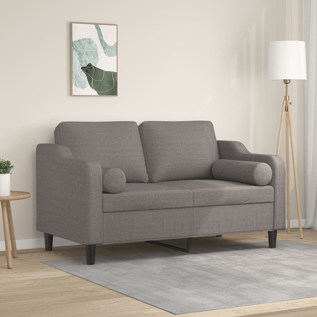 Tweezitsbank met sierkussens 120 cm stof taupe