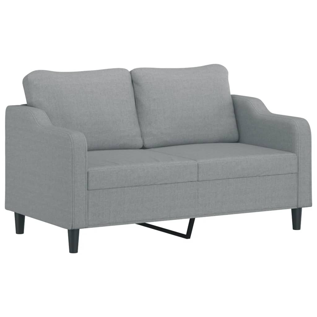 Tweezitsbank met sierkussens 140 cm stof lichtgrijs