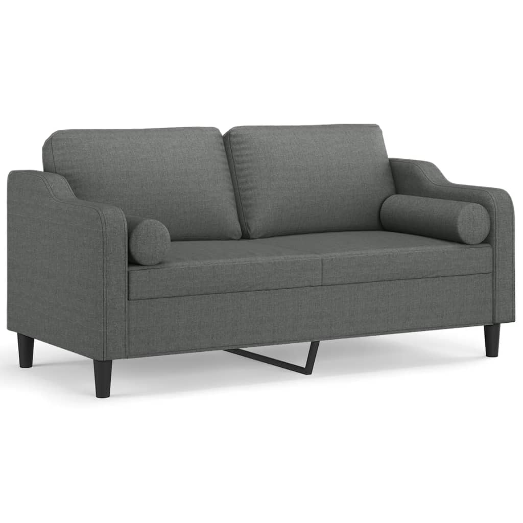 Tweezitsbank met sierkussens 140 cm stof donkergrijs