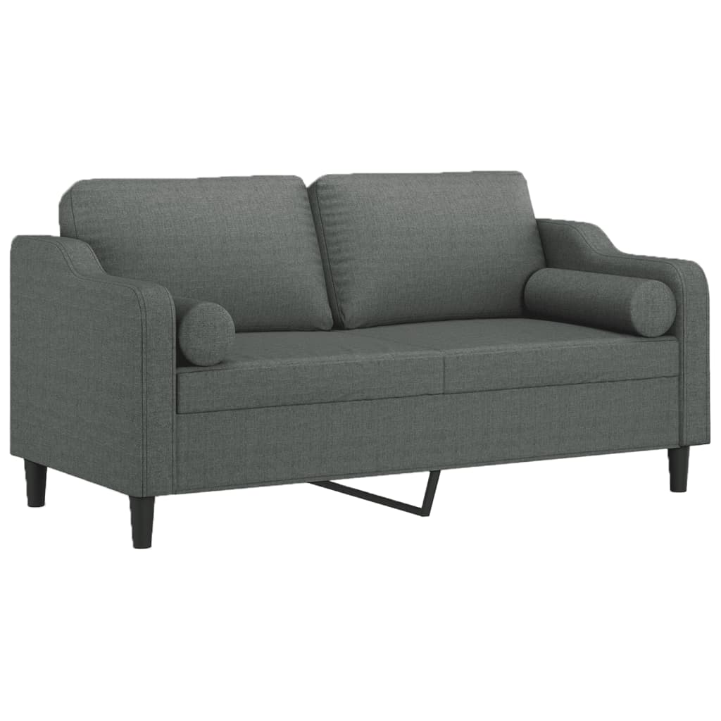 Tweezitsbank met sierkussens 140 cm stof donkergrijs