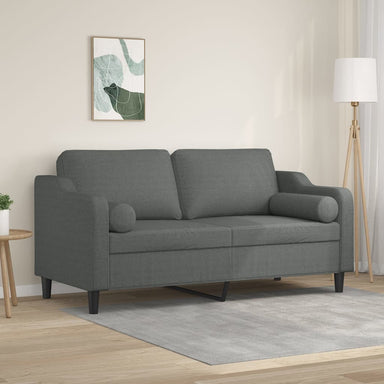 Tweezitsbank met sierkussens 140 cm stof donkergrijs