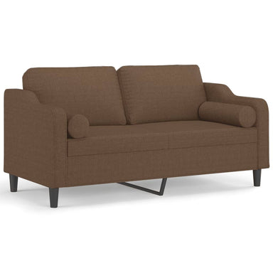 Tweezitsbank met sierkussens 140 cm stof bruin