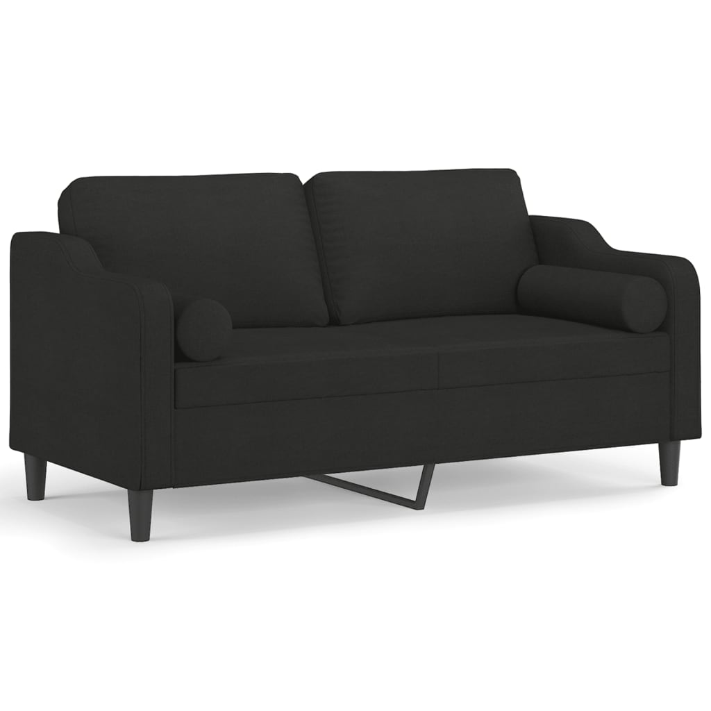 Tweezitsbank met sierkussens 140 cm stof zwart
