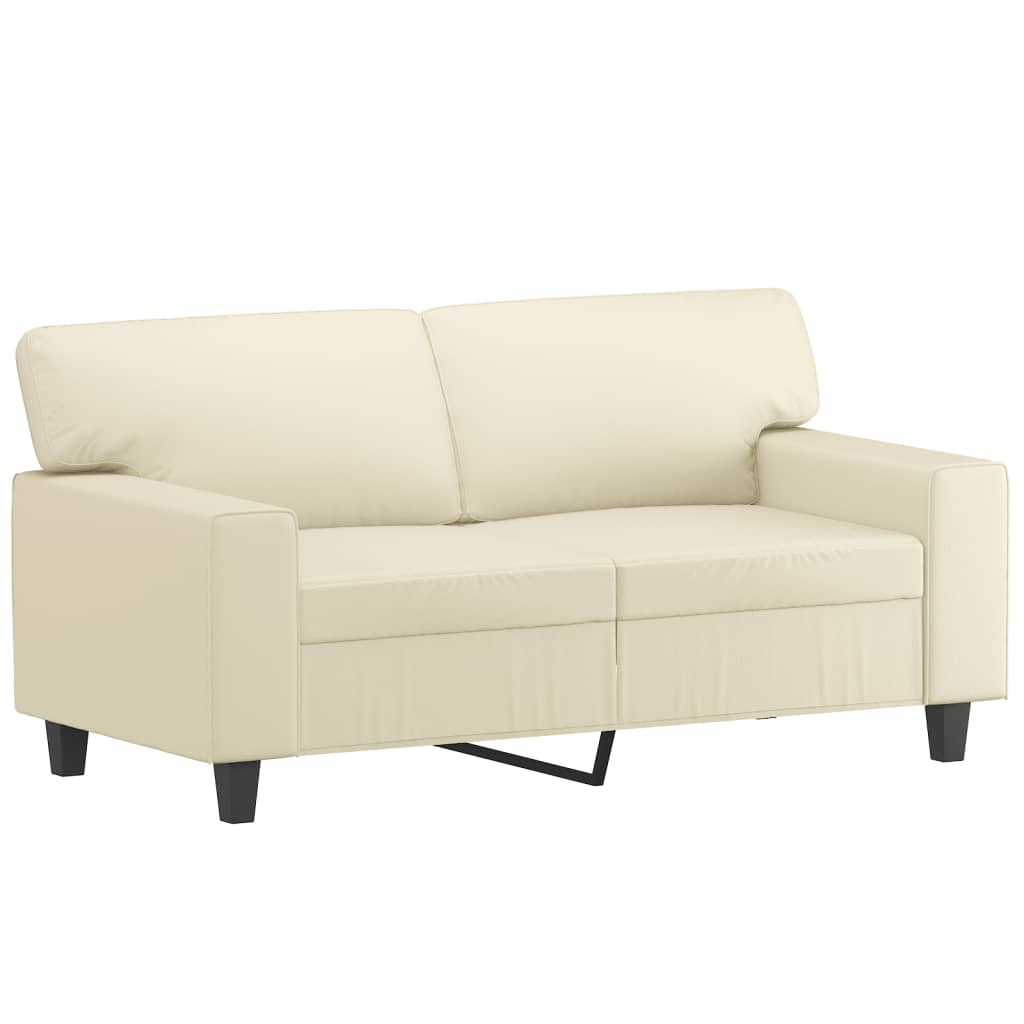 Tweezitsbank met sierkussens 120 cm kunstleer crèmekleurig