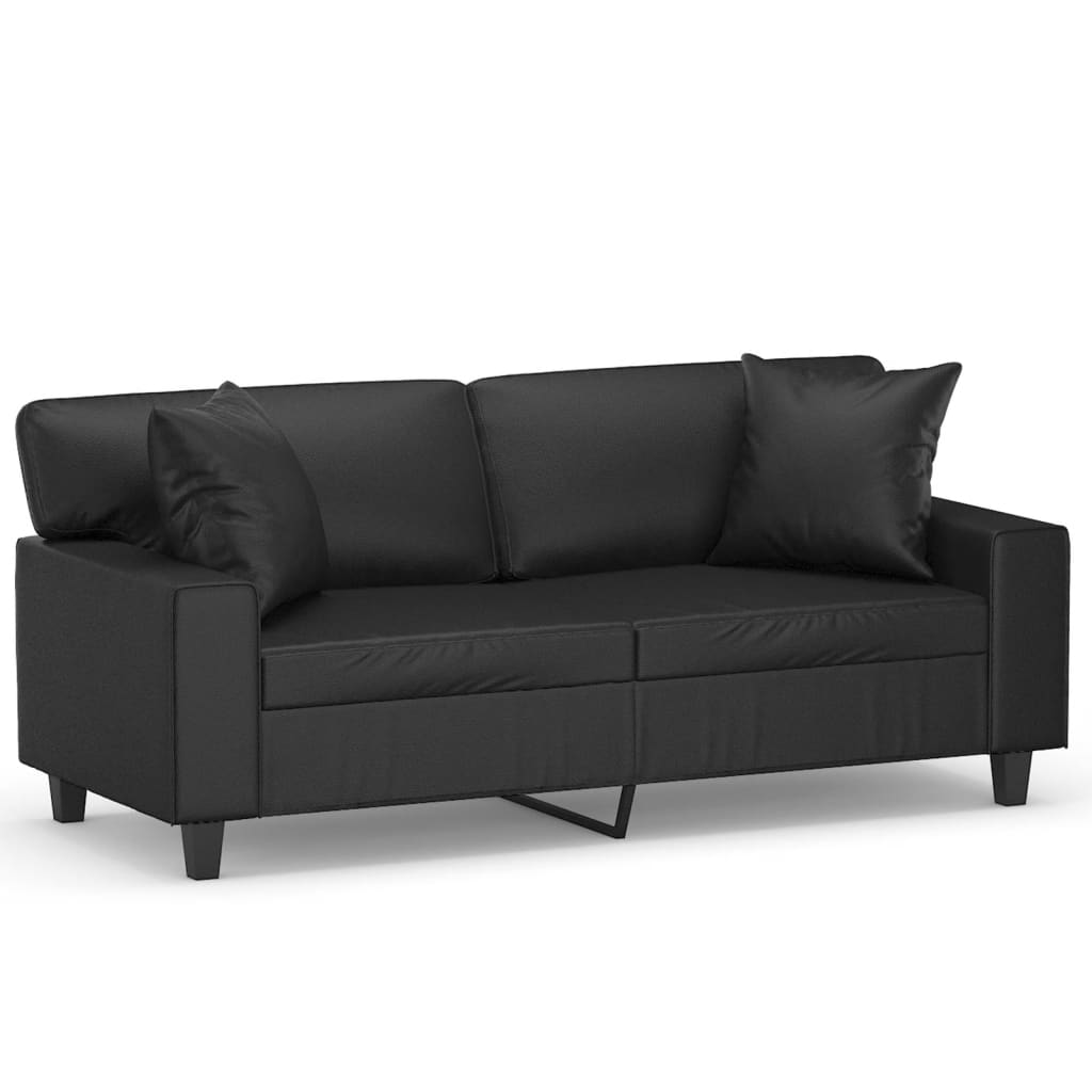 Tweezitsbank met sierkussens 140 cm kunstleer zwart