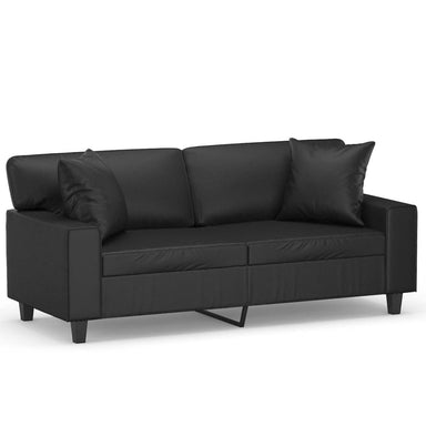 Tweezitsbank met sierkussens 140 cm kunstleer zwart