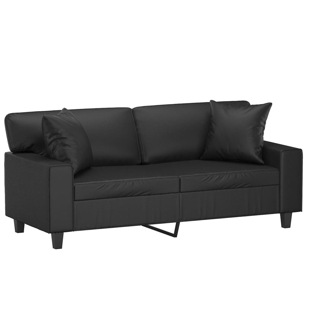 Tweezitsbank met sierkussens 140 cm kunstleer zwart