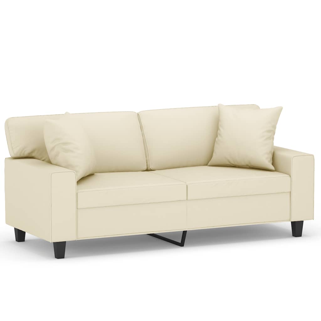 Tweezitsbank met sierkussens 140 cm kunstleer crèmekleurig