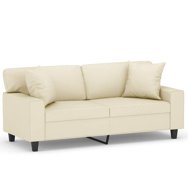 Tweezitsbank met sierkussens 140 cm kunstleer crèmekleurig