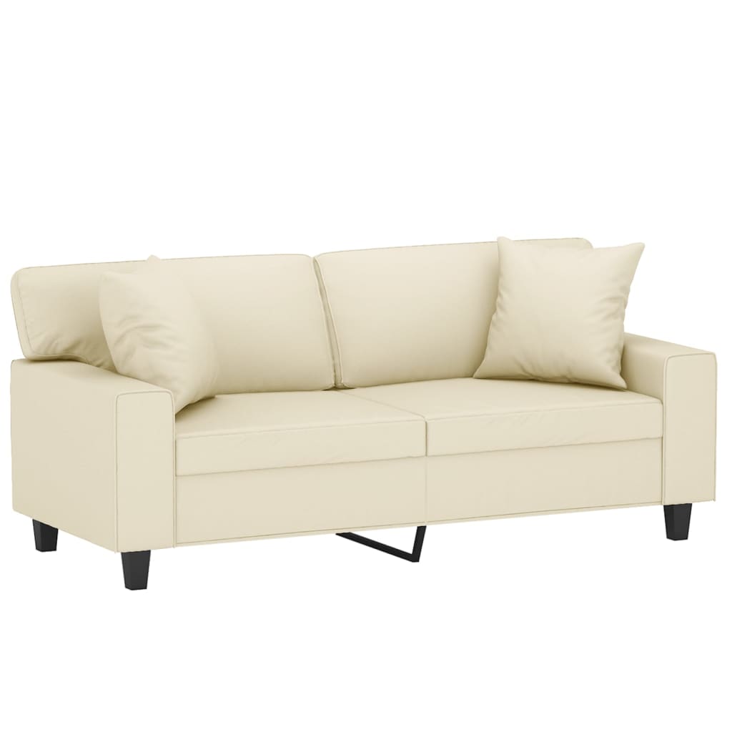 Tweezitsbank met sierkussens 140 cm kunstleer crèmekleurig
