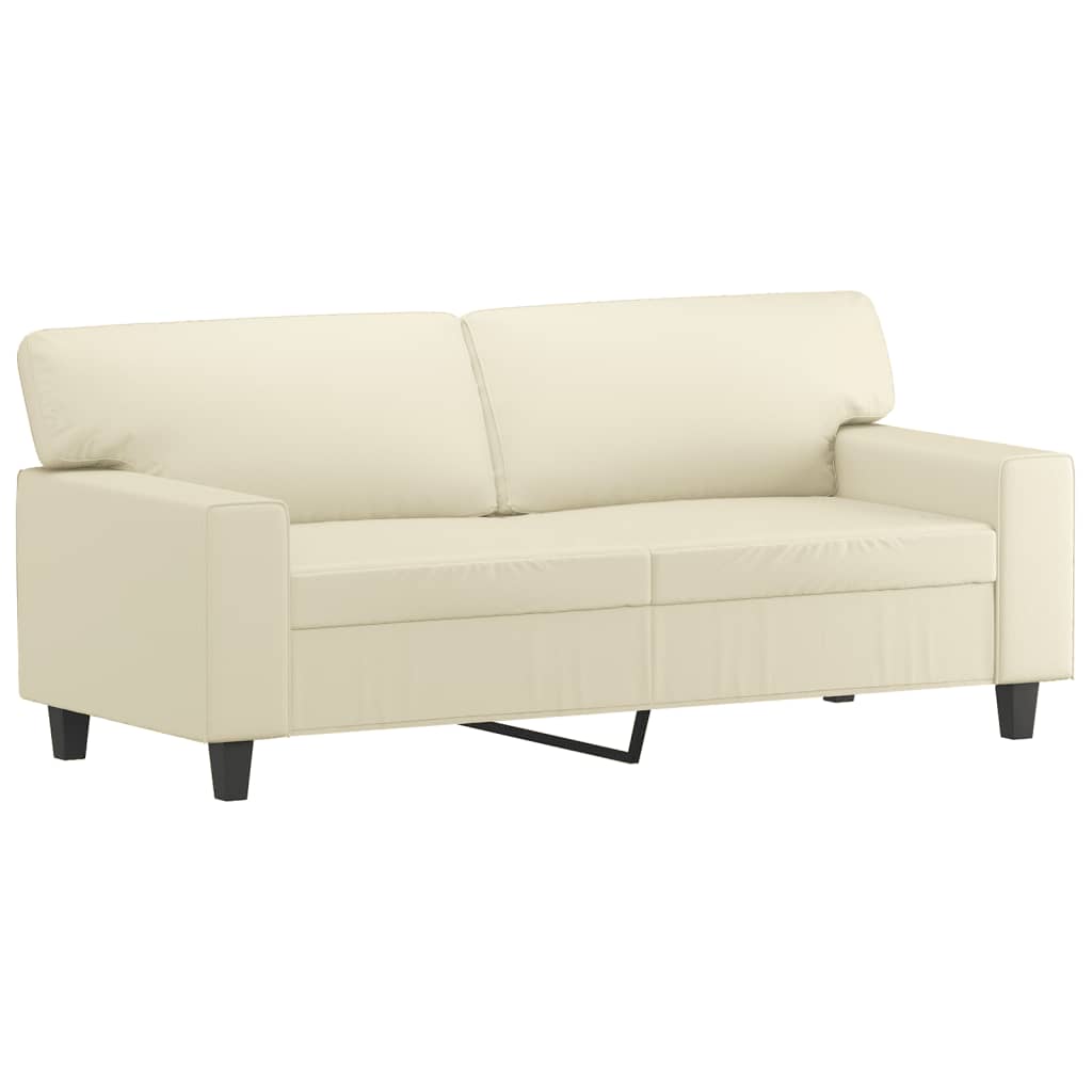 Tweezitsbank met sierkussens 140 cm kunstleer crèmekleurig