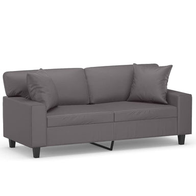 Tweezitsbank met sierkussens 140 cm kunstleer grijs