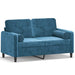 Tweezitsbank met sierkussens 120 cm fluweel blauw