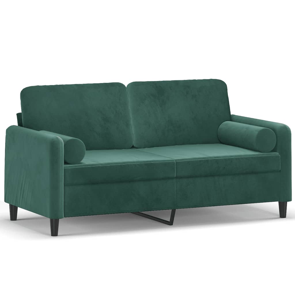 Tweezitsbank met sierkussens 140 cm fluweel donkergroen