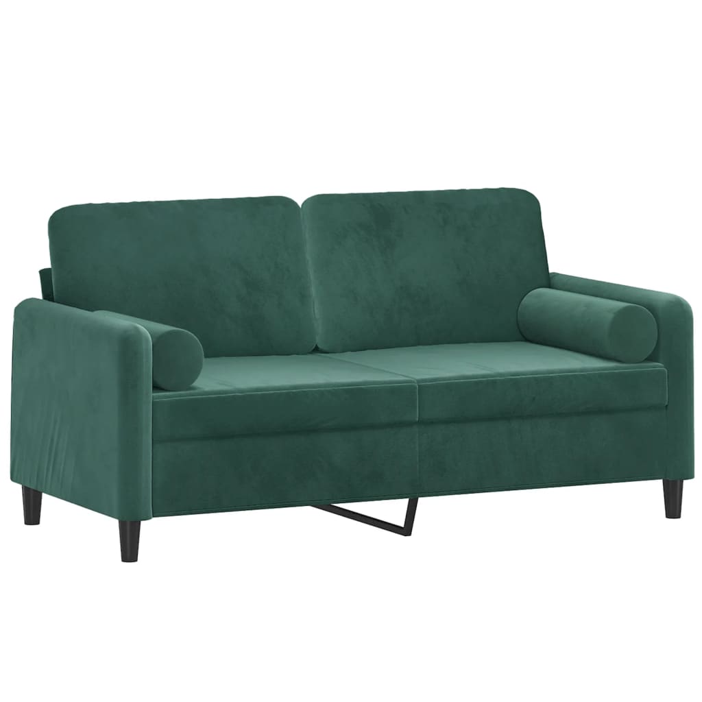 Tweezitsbank met sierkussens 140 cm fluweel donkergroen