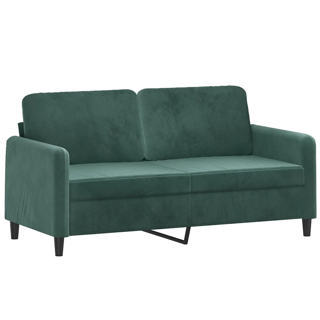 Tweezitsbank met sierkussens 140 cm fluweel donkergroen