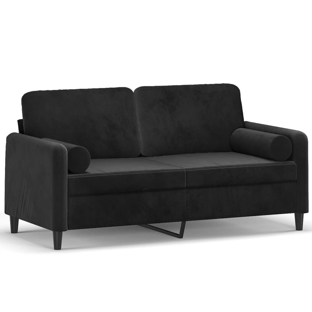 Tweezitsbank met sierkussens 140 cm fluweel zwart
