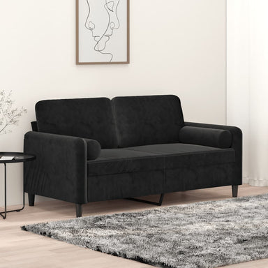 Tweezitsbank met sierkussens 140 cm fluweel zwart