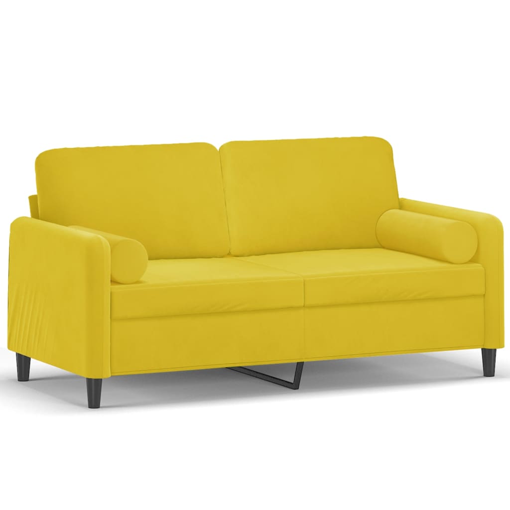 Tweezitsbank met sierkussens 140 cm fluweel geel
