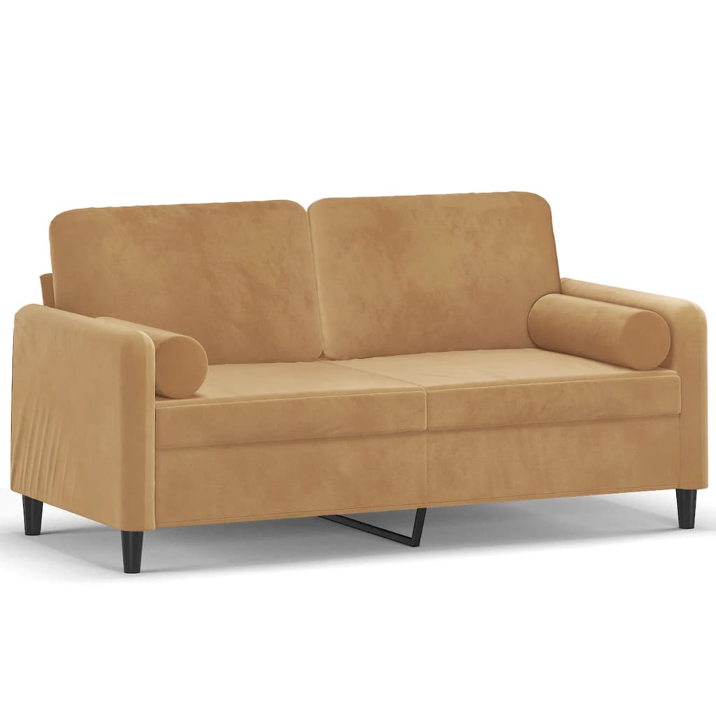 Tweezitsbank met sierkussens 140 cm fluweel bruin