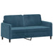 Tweezitsbank met sierkussens 140 cm fluweel blauw