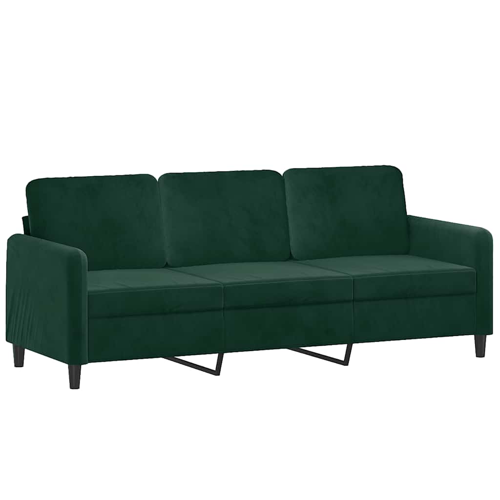 Driezitsbank met sierkussens 180 cm fluweel donkergroen