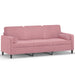 Driezitsbank met sierkussens 180 cm fluweel roze