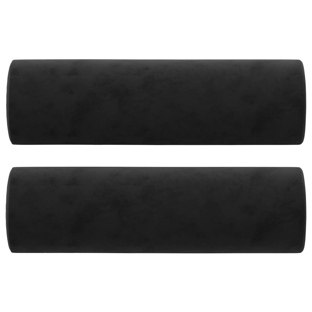 Driezitsbank met sierkussens 180 cm fluweel zwart