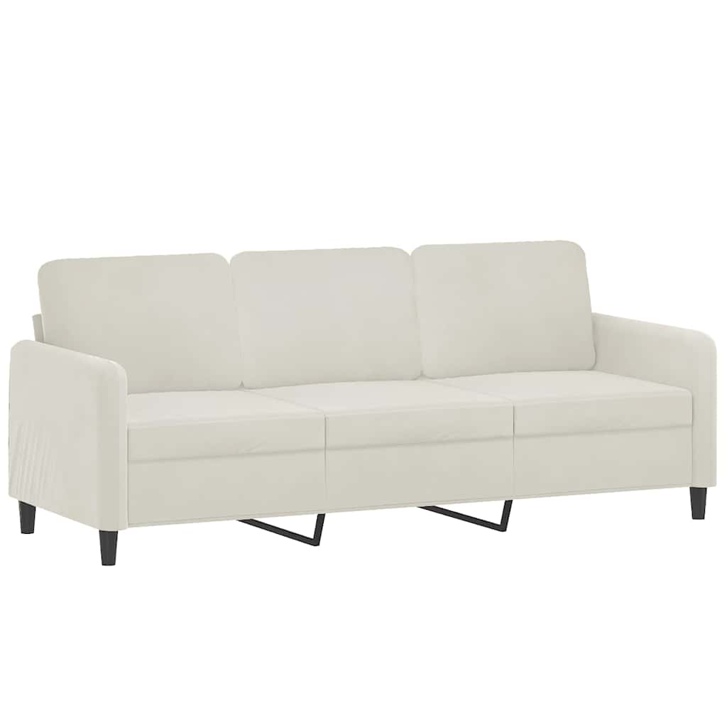 Driezitsbank met sierkussens 180 cm fluweel crèmekleurig
