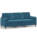 Driezitsbank met sierkussens 180 cm fluweel blauw