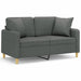 Tweezitsbank met sierkussens 120 cm stof donkergrijs