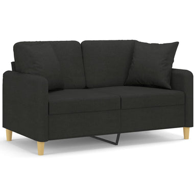 Tweezitsbank met sierkussens 120 cm stof zwart
