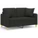 Tweezitsbank met sierkussens 120 cm stof zwart