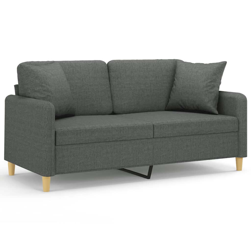 Tweezitsbank met sierkussens 140 cm stof donkergrijs