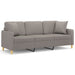 Driezitsbank met sierkussens 180 cm stof taupe