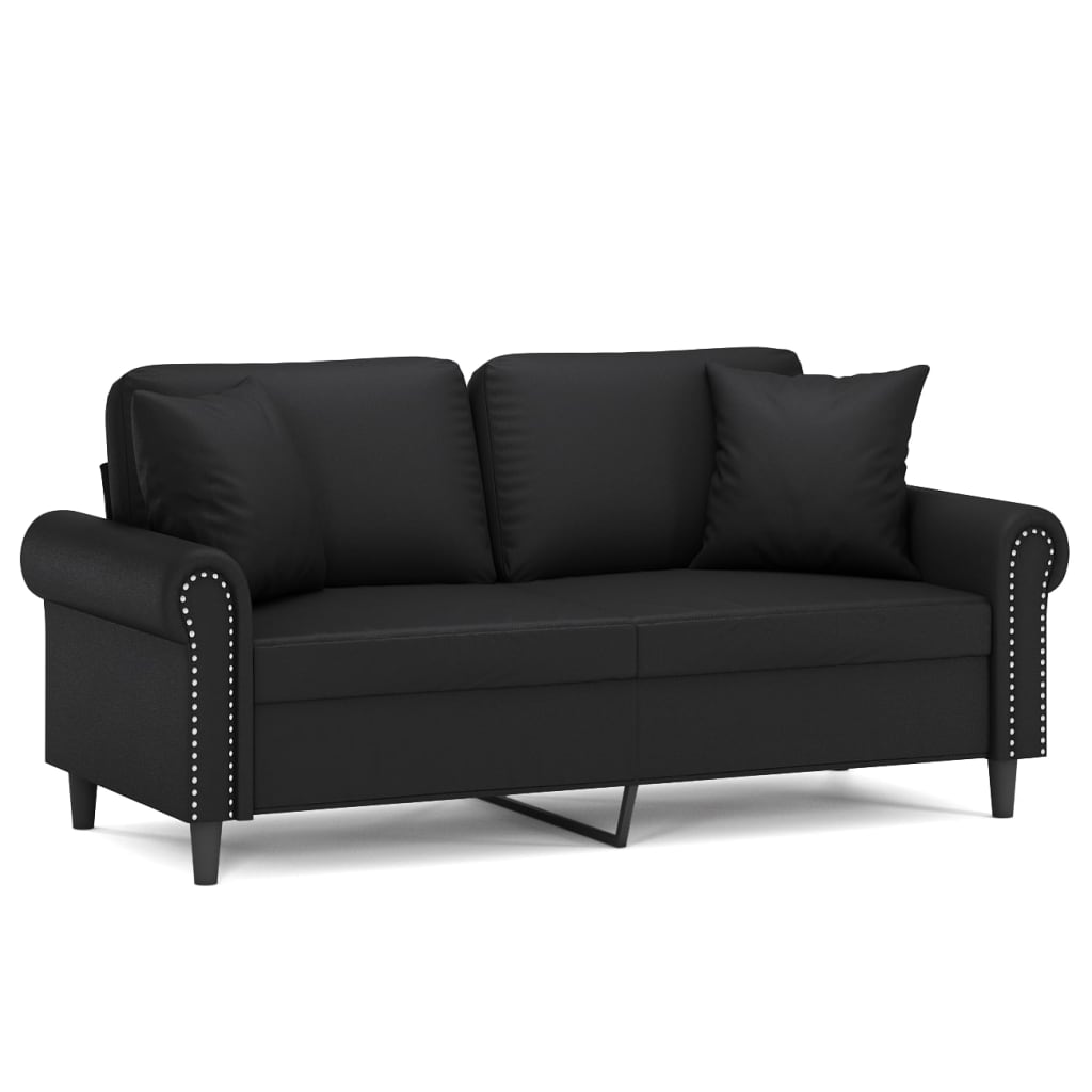 Tweezitsbank met sierkussens 140 cm kunstleer zwart