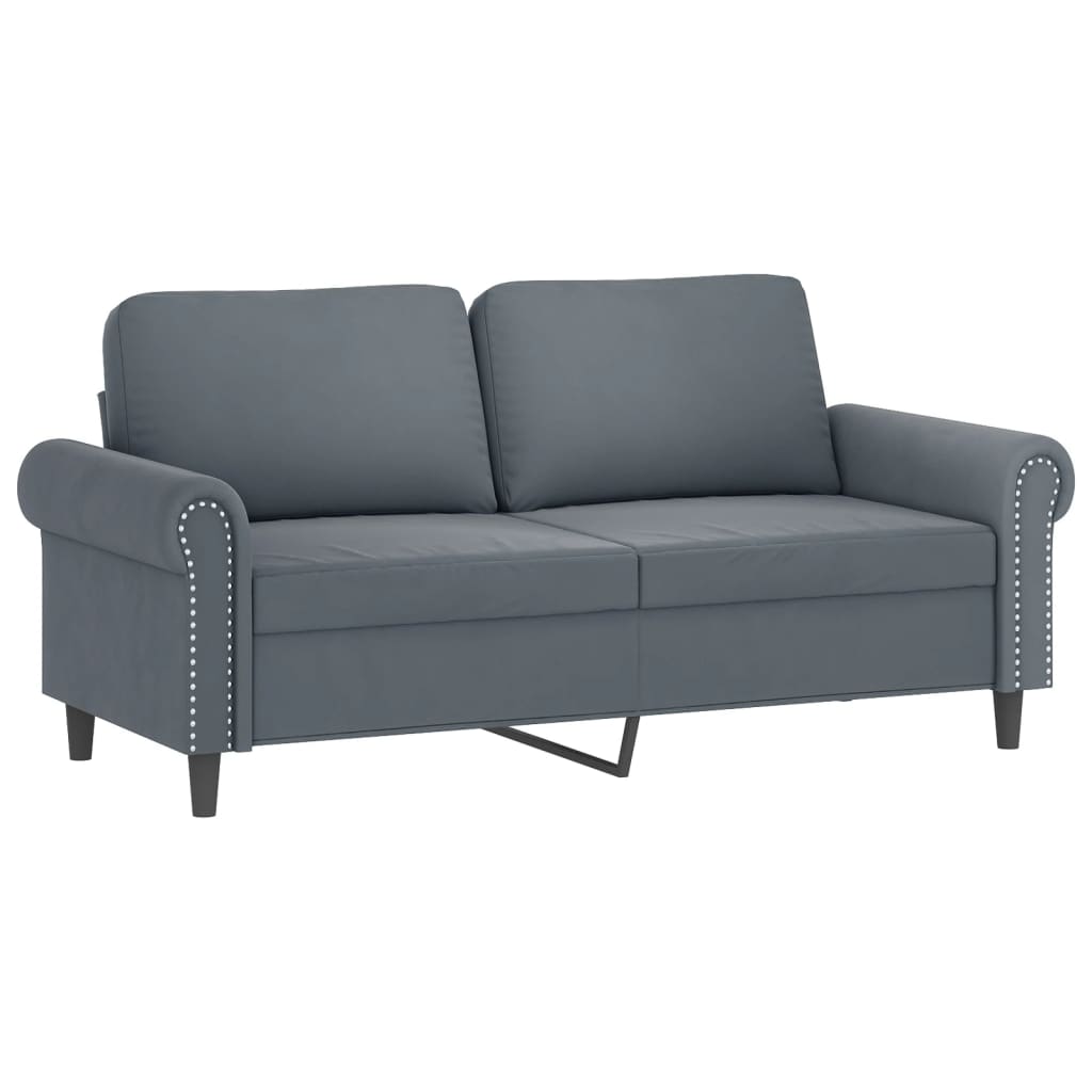 Tweezitsbank met sierkussens 140 cm fluweel donkergrijs