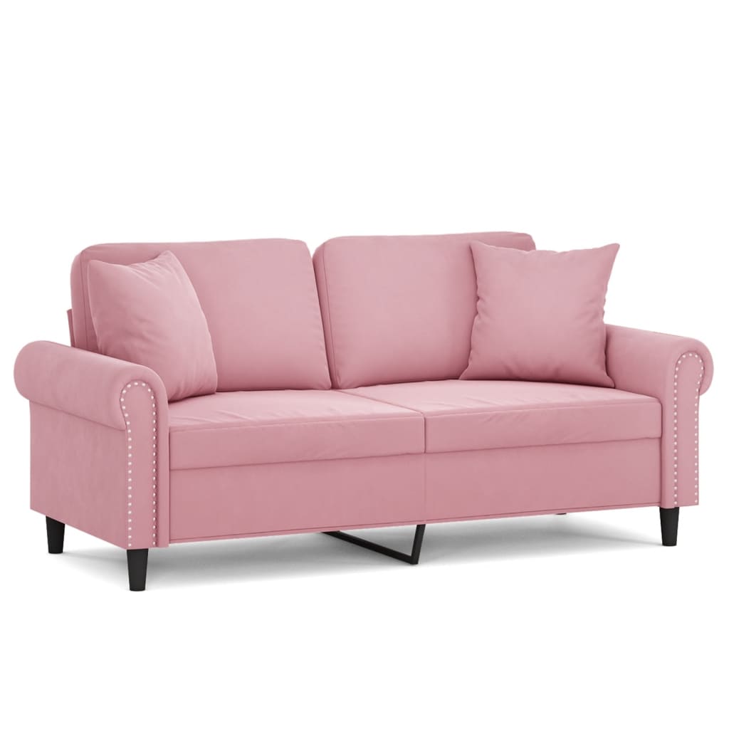 Tweezitsbank met sierkussens 140 cm fluweel roze
