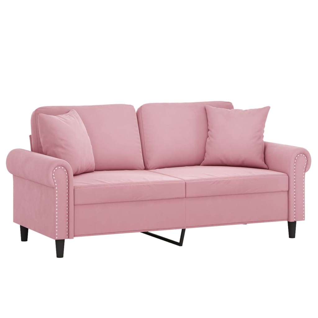 Tweezitsbank met sierkussens 140 cm fluweel roze