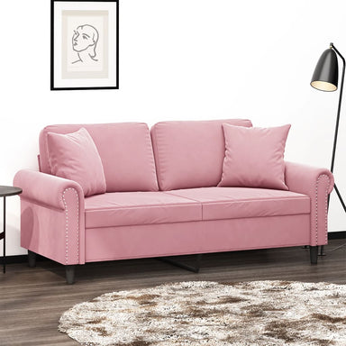 Tweezitsbank met sierkussens 140 cm fluweel roze