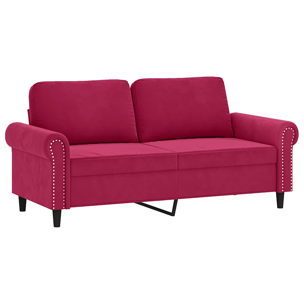 Tweezitsbank met sierkussens 140 cm fluweel wijnrood