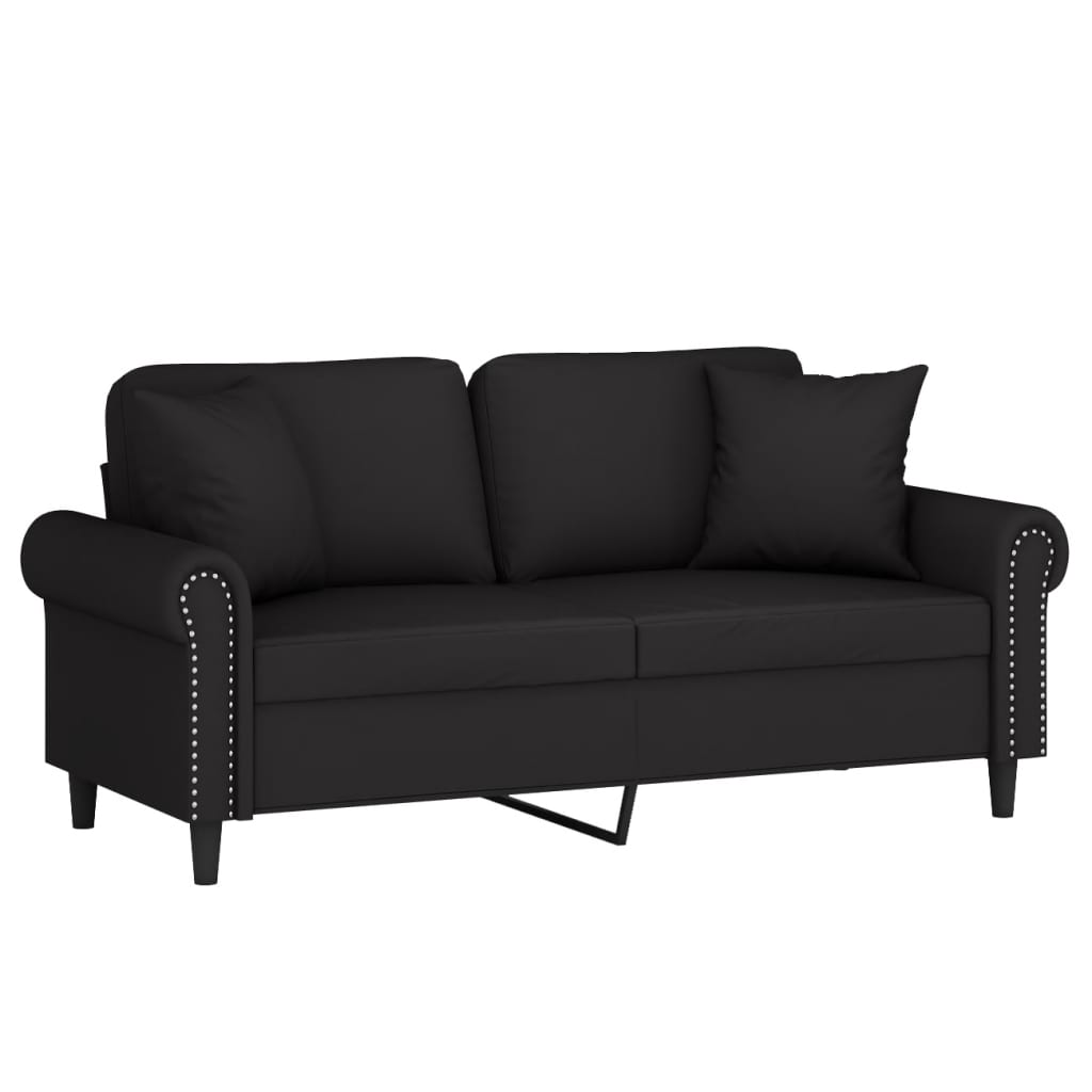 Tweezitsbank met sierkussens 140 cm fluweel zwart