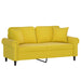Tweezitsbank met sierkussens 140 cm fluweel geel