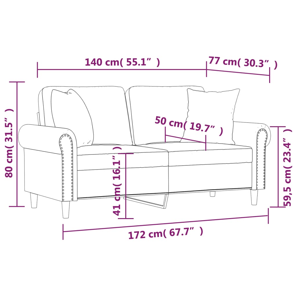 Tweezitsbank met sierkussens 140 cm fluweel geel