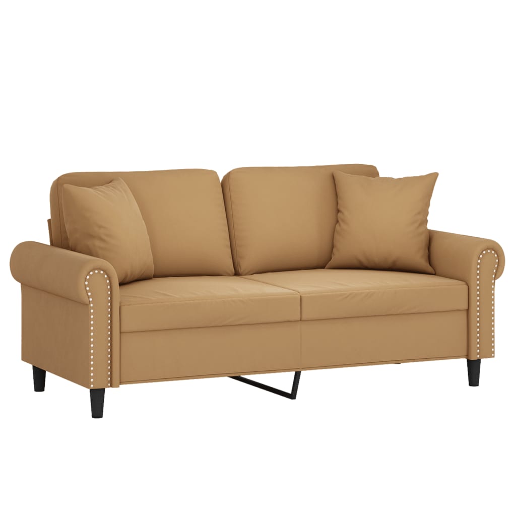Tweezitsbank met sierkussens 140 cm fluweel bruin