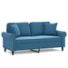 Tweezitsbank met sierkussens 140 cm fluweel blauw