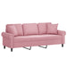 Driezitsbank met sierkussens 180 cm fluweel roze